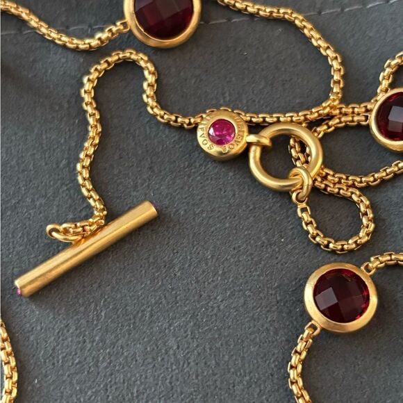 NWOT Julie Vos  Gold and Pink Gemstone Necklace - Picture 4 of 6